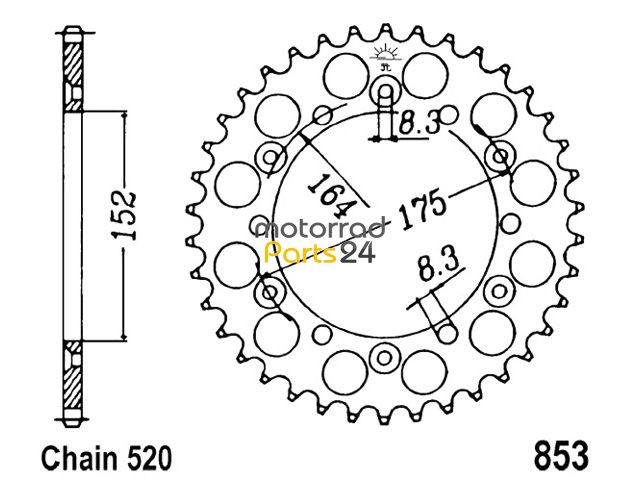 Kettenrad Alu 47 Z A 853 47  YAMAHA YZ 400   YZ 465   YZ 490  